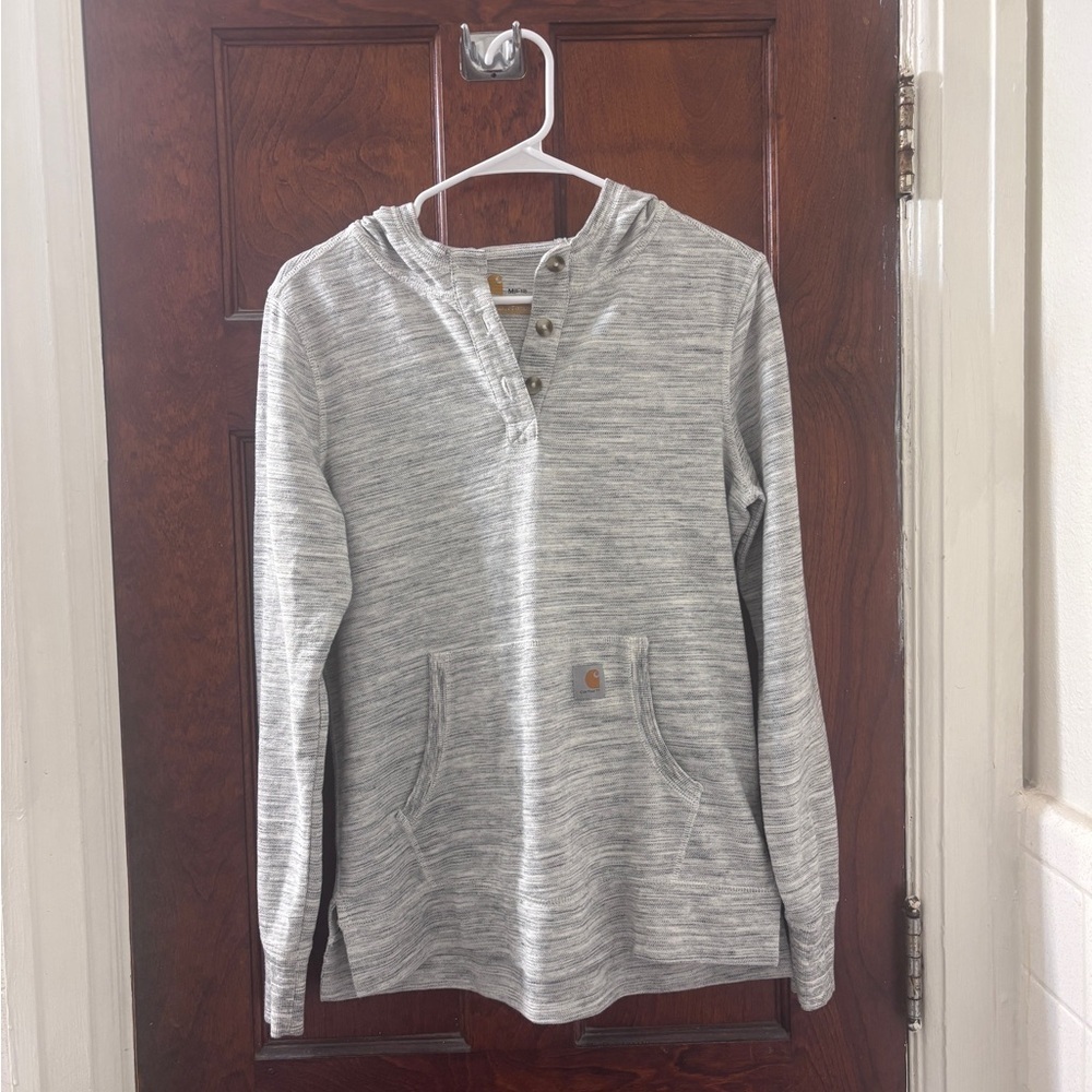 Carhartt Gray Kid’s Sz Med (8-10) Hoodie w Kangaroo Pocket, Perfectly Worn In!